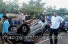 Reckless driving ;  Scorpio overturns at Kottara